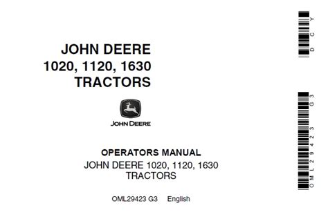 John Deere 1020, 1120, 1630 Tractors Operator’s Manual