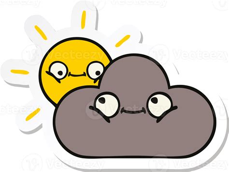 sticker of a cute cartoon storm cloud and sun 36483114 PNG