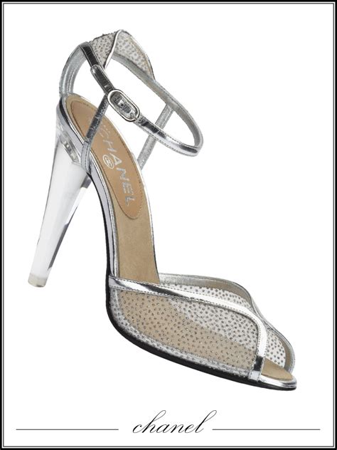 Chanel bridal heels with clear glass heel