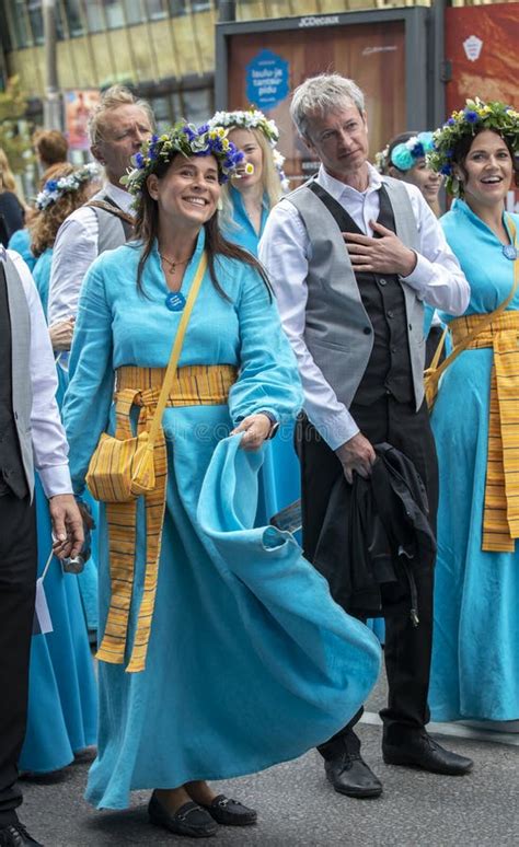 Estonian People in Traditional Clothing Walking the Streets of Tallinn Editorial Photography ...