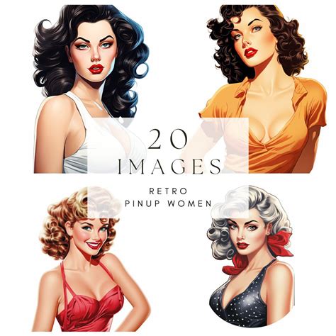 1950s Chic Vintage Ladies: 20 Retro Women Clipart PNG Collection - Etsy