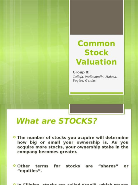 Common Stock Valuation: Group 8 | PDF | Stocks | Valuation (Finance)