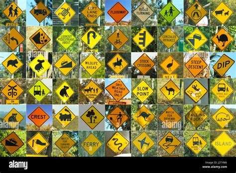 All the famous Australian traffic signs Stock Photo - Alamy