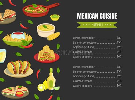 Mexican Traditional Food Menu Template, Mexican Cuisine Takeaway Meal, Restaurant or Cafe ...