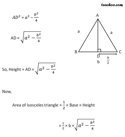 Area of isosceles triangle - Formula with Examples - Teachoo