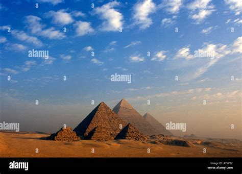 Pyramids of Giza at sunrise, Cairo, Egypt, north Africa Stock Photo - Alamy