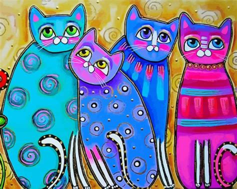 Adorable Abstract Cats - Paint By Numbers - Num Paint Kit