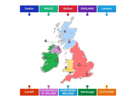 British Isles: COUNTRIES and Capitals - Labelled diagram