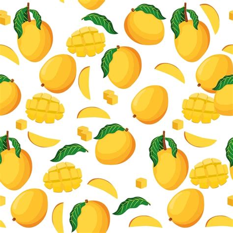 Premium Vector | Mango seamless pattern, vector background.