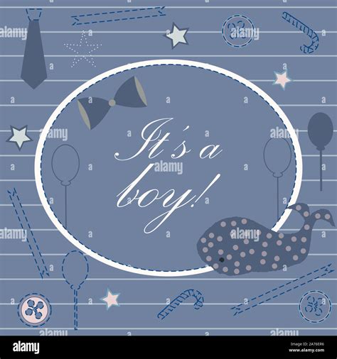 Baby Boy Birth announcement. Baby shower invitation card. Cute whale ...