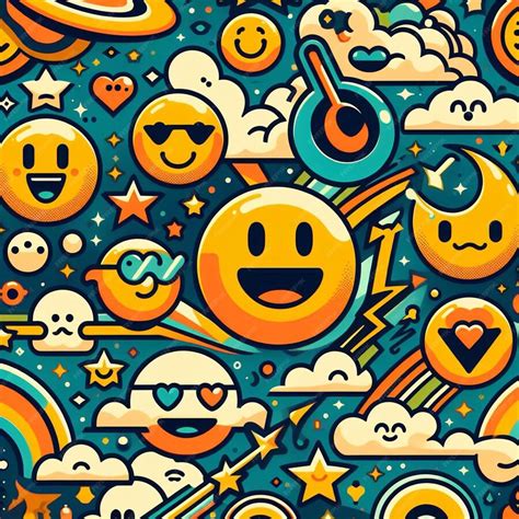 Premium Vector | Hyperrealistic pattern of smily emoticon emoji avatar fancy design seamless ...