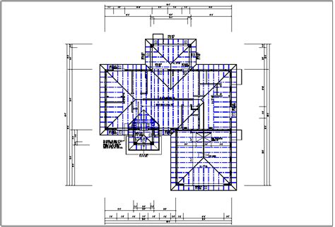 Existing flat roof plan view with foundations of column plan layout detail dwg file - Cadbull