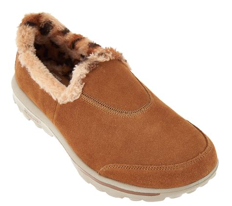 Skechers GOWalk Suede Slip-ons with Faux Fur Lining - Alluring - Page 1 — QVC.com