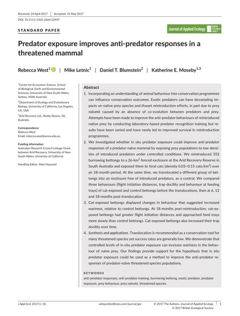 (PDF) Predator exposure improves anti-predator responses in a ...