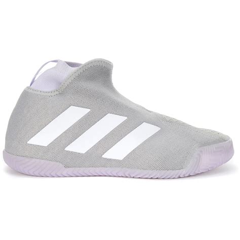 Adidas Women's Stycon Laceless Grey Two/Cloud White/Purple Tint Hard Court Shoes EF2696 - WOOKI.COM