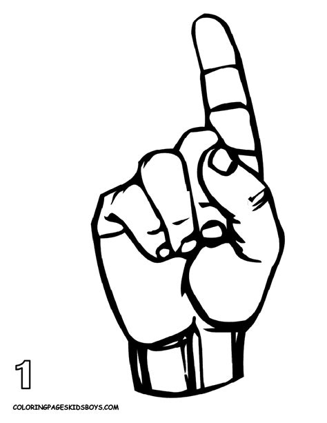 American Sign Language Number One/1. You Can Print Out This #SignLanguage #ColoringPage For # ...