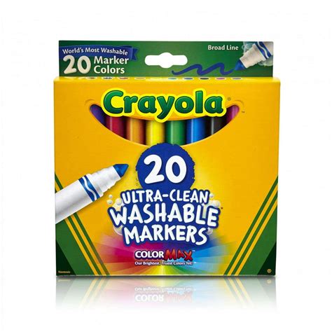 Crayola 20 Count Classic Ultra Clean Washable Markers, Broad Line ...
