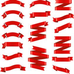 Red ribbon and gold set Royalty Free Vector Image