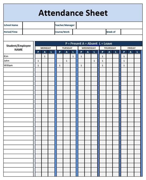 Attendance Sheet Template - Word Templates for Free Download