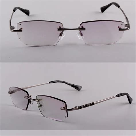 Finished Prescription Glasses Men Titanium Rimless Eyeglasses Frame ...