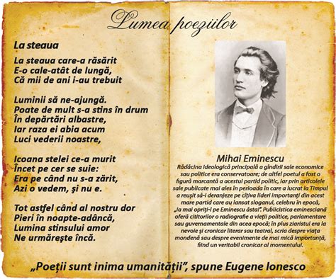 Lumea poeziilor: Mihai Eminescu - La Steaua