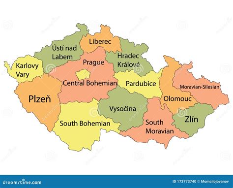 Regions of Czech Republic stock vector. Illustration of czechia - 173773740