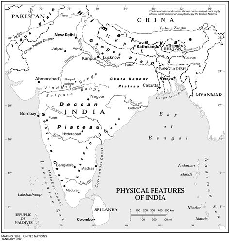 Physical Features Map Of India - Time Zones Map