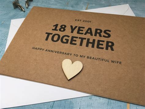 Personalised Custom 18th Anniversary Card 18 Years Together - Etsy