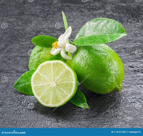 Ripe Lime Fruits on the Gray Background. Stock Image - Image of fruits, stone: 114727783