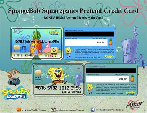 SpongeBob Credit Cards Membership Card SpongeBob | Etsy | Imagenes de ...