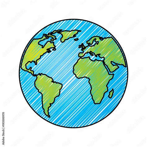 globe world earth planet map icon vector illustration drawing graphic เวกเตอร์สต็อก | Adobe Stock