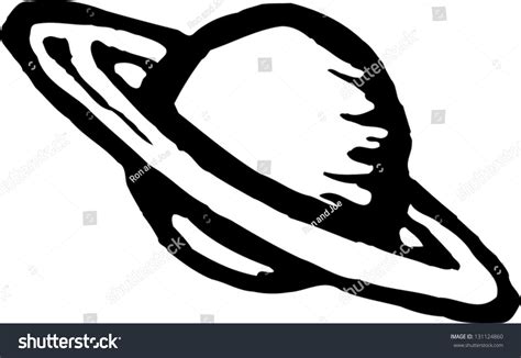 Black White Vector Illustration Saturn Stock Vector (Royalty Free ...