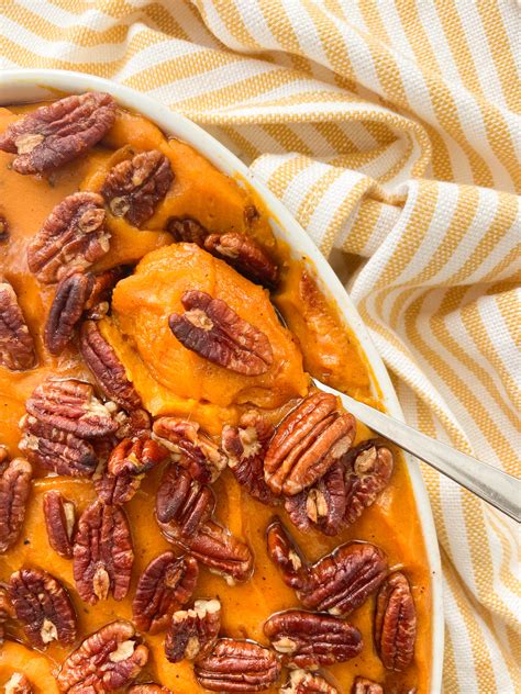 Sweet Potato Squash Casserole with Maple Pecans - Live Simply Healthy