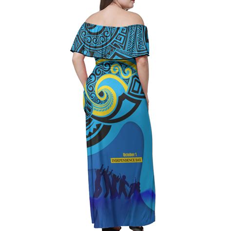 Tuvalu Polynesinan Woman Off Shoulder Long Dress - Independence Tuvalu Polynesian