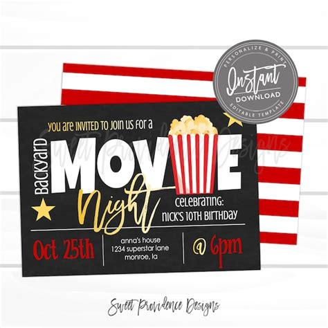 PRINTable Movie invite Movie Night Printable PTA PTO Flyer digital ...