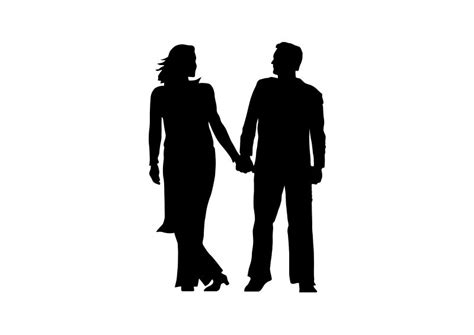 Happy Couple Holding Hands Silhouette