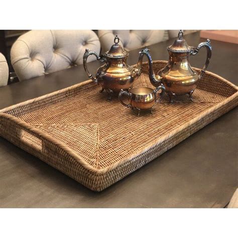 Dariel Rattan Rectangular Tray | Tray decor, Coffee table tray, Woven trays