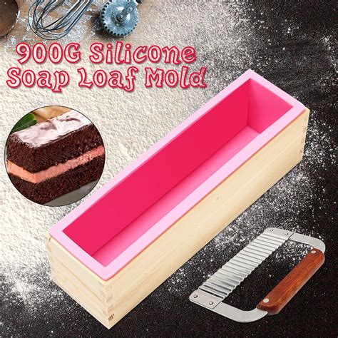 Rectangular Wooden Soap Mold with Silicone Liner and Soap Cutter Loaf Mold Tool DIY Soap Candle ...