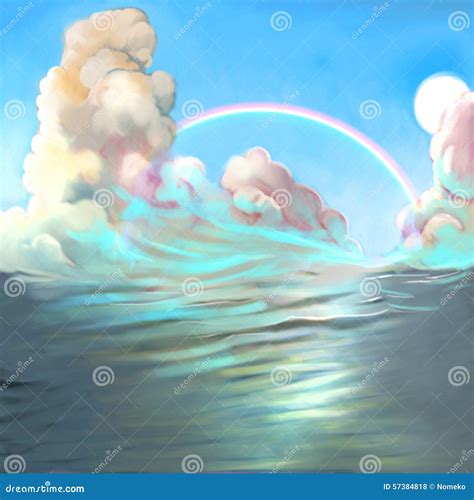 Waves stock illustration. Illustration of ocean, rainbow - 57384818