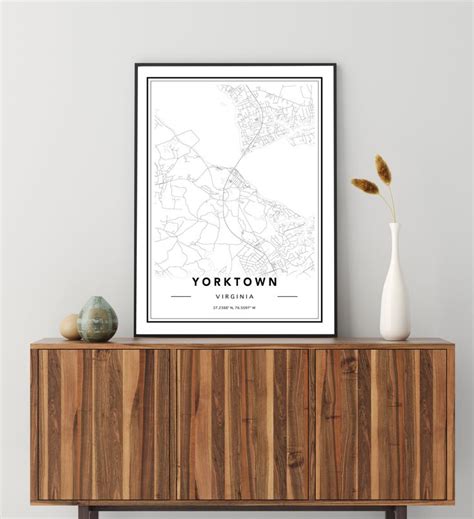 Yorktown VA Map Print, Custom Maps, Yorktown VA Wall Art Map, Yorktown Map Wall Art, Yorktown ...