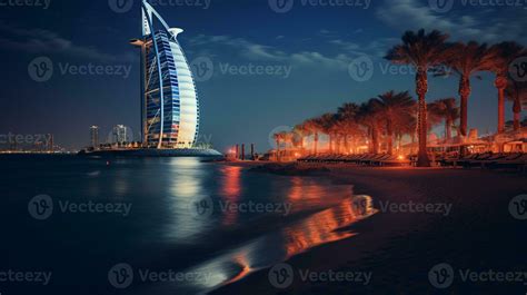 Night view of Burj Al Arab. Generative AI 32975600 Stock Photo at Vecteezy