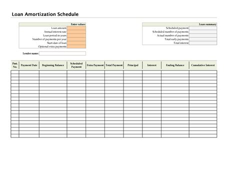 Schedule Of Payments Template