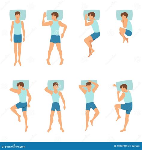 Different Positions of Sleeping Man. Top View Vector Illustrations Stock Vector - Illustration ...