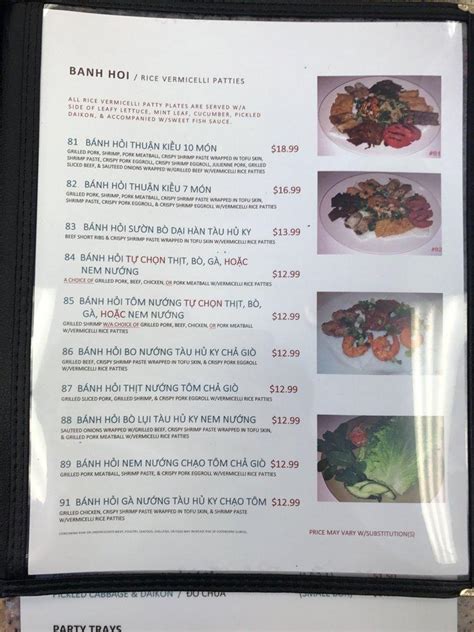 Menu at Com Tam Thuan Kieu Restaurant, Tucson