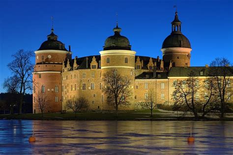 Gripsholm Castle In Winter Evening, Sweden Stock Photo - Image of ...