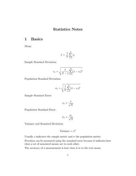 Statistics Notes 1 Basics