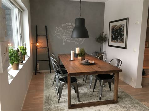 IKEA table Morbylanga + Tolix | Black dining room, Apartment dining ...
