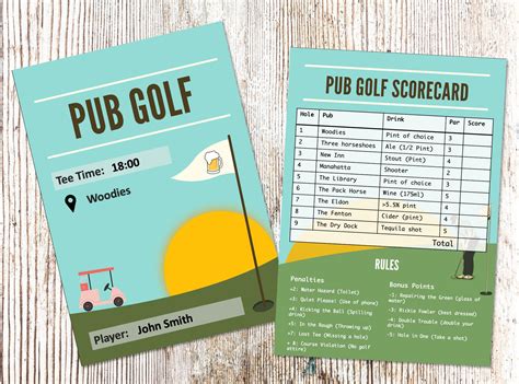 Editable Pub Golf/bar Golf Score Card Instant Download - Etsy Canada