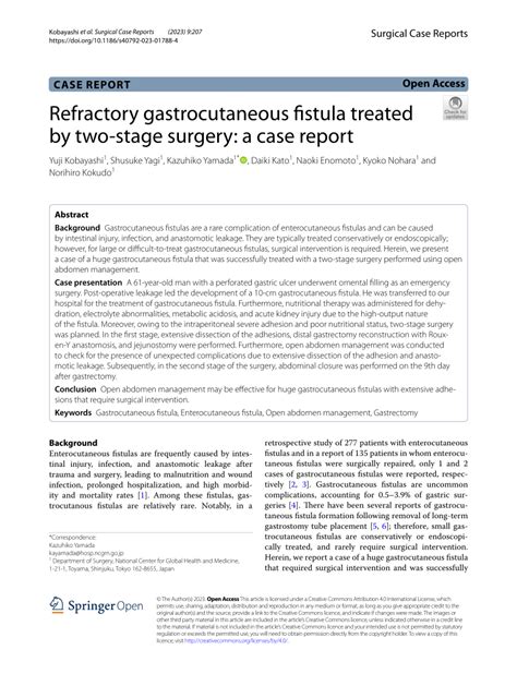 (PDF) Refractory gastrocutaneous fistula treated by two-stage surgery: a case report