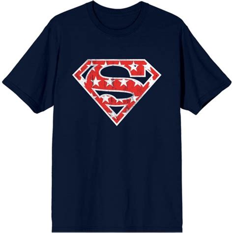 Superman Red Logo With Stars Men's Navy T-shirt : Target